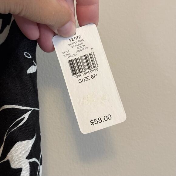 Kate Hill Dark Floral Linen Midi Skirt Black 6P NWT - Picture 5 of 6